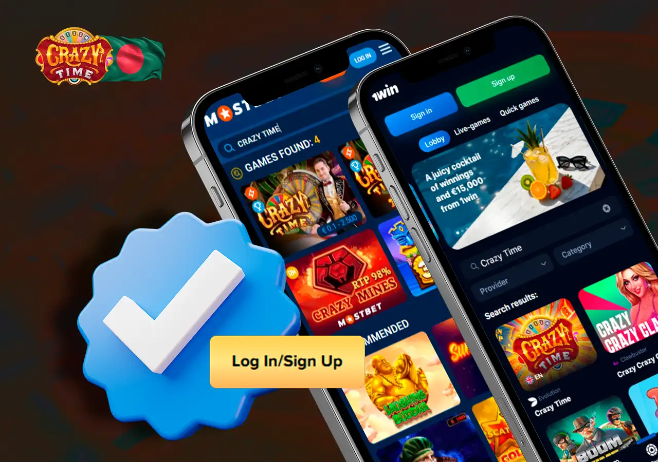 Страницы разных онлайн-казино с кнопками входа и регистрации