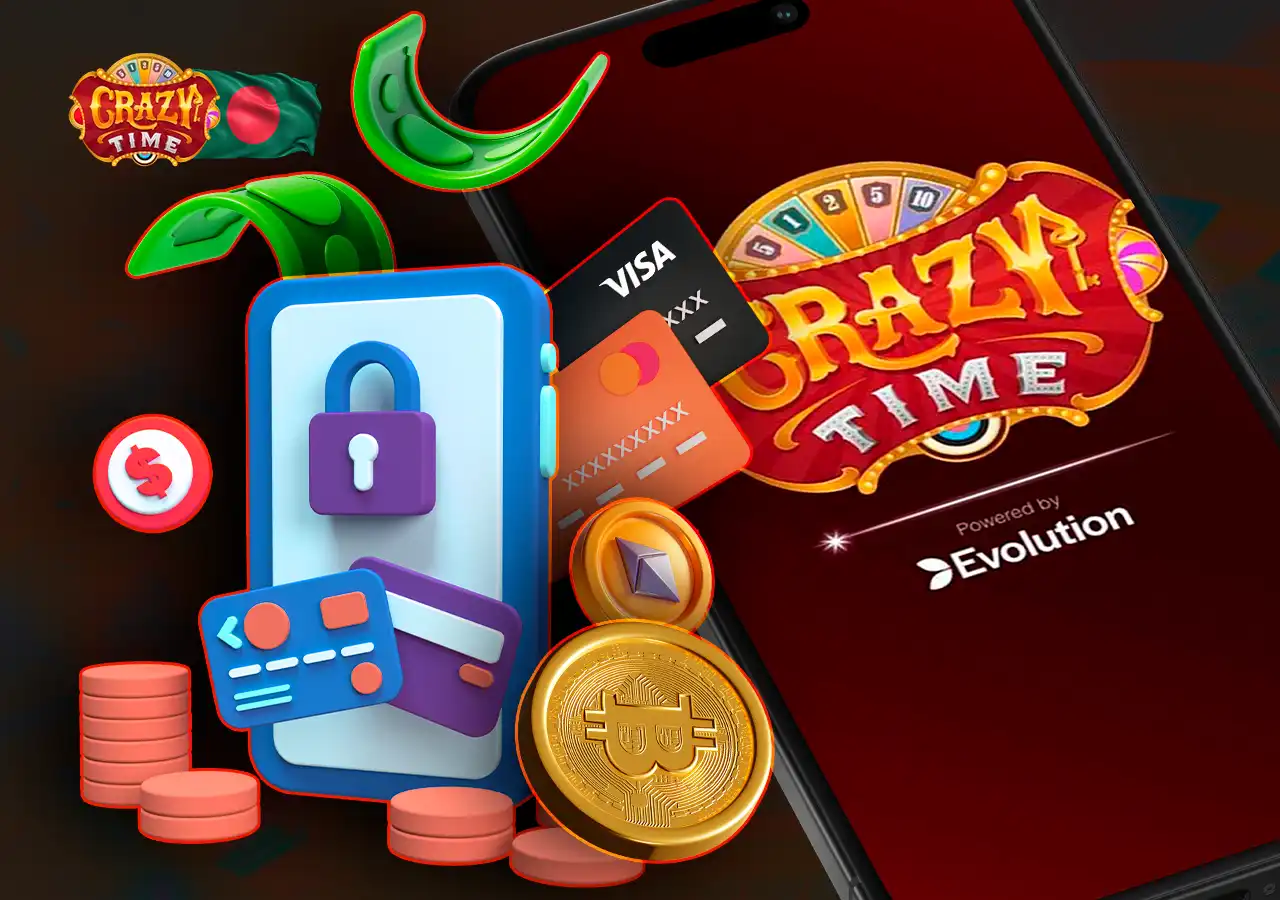 Deposit methods available for Crazy Time live casino players in Bangladesh